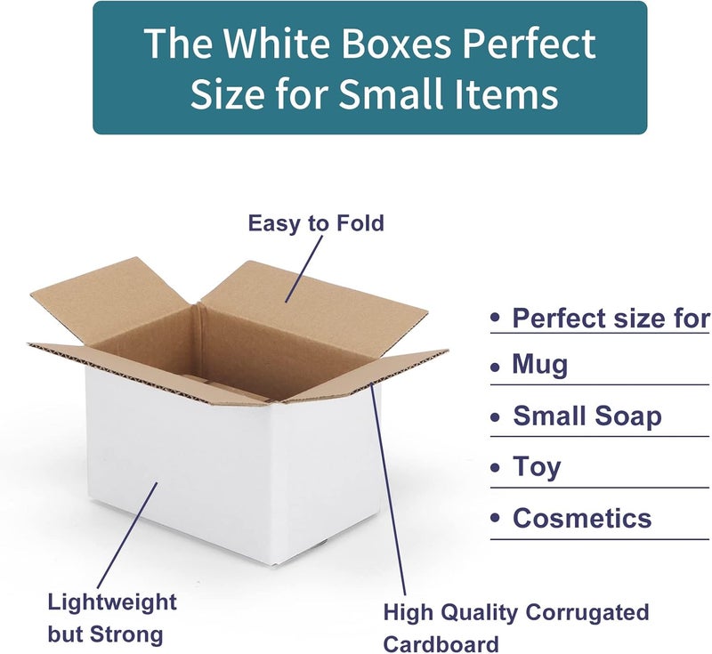 SPEPLA 6x4x4 Shipping Boxes Set of 40, White Corrugated Cardboard Box for Small Business Mailing - Image 4